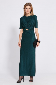 Блузка и юбка комплект из трикотажа с люрексом EOLA 2528 изумруд - фото 2
