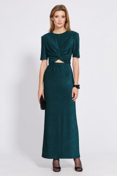 Блузка и юбка комплект из трикотажа с люрексом EOLA 2528 изумруд - фото 1