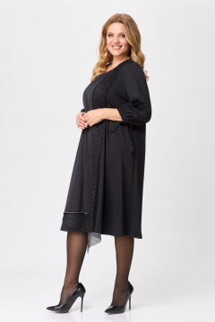 Платье трапециевидного силуэта из водолаза, черное, торжественный стиль Michel chic 2148 черный - фото 5