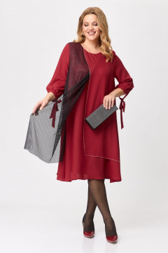 Двухслойное платье из шифона и текстиля, красное, нарядное, длинное Michel chic 2149 красный - фото 5