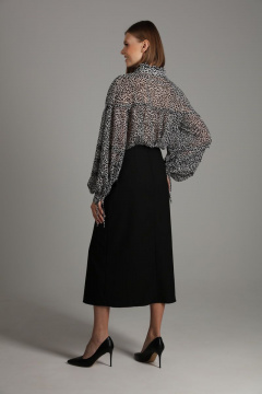 Элегантная миди юбка с запахом и поясом с пряжкой NikVa 412 черный - фото 2