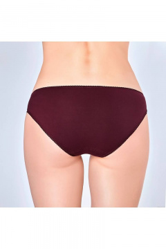 Трусы из хлопка с эластичным кружевом высокого пояса Verally 1066-2 бургунд - фото 2