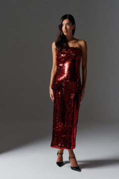 Платье из пайеток с открытыми плечами и облегающим силуэтом ANNETE A3477 - фото 1