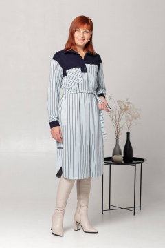 Платье прямого силуэта с асимметричными кокетками Соджи 561 голубой - фото 1