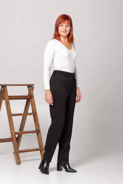 Классические брюки со стрелками и спиновой резинкой Соджи 557 черный - фото 1