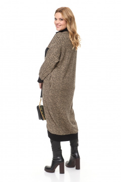 Универсальное трикотажное платье-кардиган с накладными карманами Michel chic 2139 бежевый - фото 5