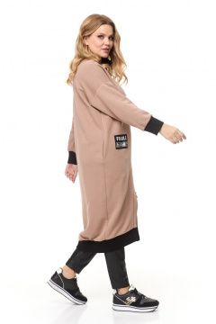 Платье за колено из трикотажа с высокой стойкой Michel chic 2146 св-бежевый - фото 5