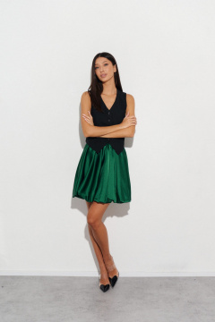 Юбка свободного кроя из изумрудного полотна 47 см ANNETE A417 - фото 2