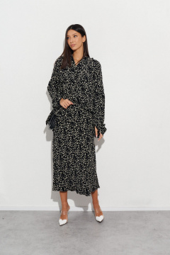 Черная рубашка свободного кроя с цветочным принтом ANNETE A771 - фото 2