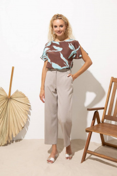 Блуза из хлопка с коротким рукавом и принтом для повседневных образов Femme & Devur 71070 1.32F(170) - фото 5