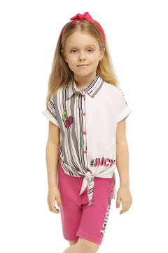 Блузка для девочки в полоску с узлом и книпперами Bell Bimbo 201050 полоска - фото 1