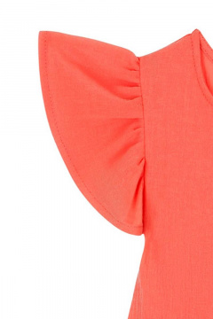 Блуза для девочки свободного силуэта с нашивками Bell Bimbo 201058 коралл - фото 4