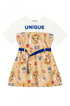 Платье свободного силуэта с рюшей и трансфером для девочки Bell Bimbo 201061 набивной - фото 2