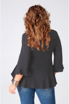 Блуза-туника свободного силуэта в стиле бохо с воланами Таир-Гранд 62351 графит - фото 2