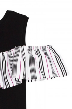 Отрезное платье полоска с воланом и открытыми плечами Bell Bimbo 201096 полоска - фото 5