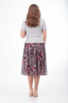 Комплект из жакета и юбки из легкой ткани с рельефами Anelli 690 серый_маки - фото 5