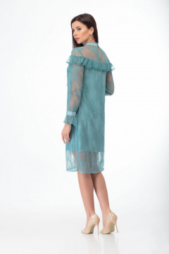 Платье из кружевного полотна с воланами и пуговицами Anelli 684 бирюза - фото 4