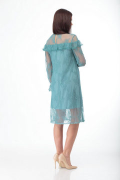 Платье из кружевного полотна с воланами и пуговицами Anelli 684 бирюза - фото 3