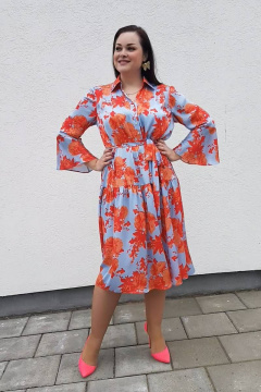 Платье полуприлегающего силуэта с воланом и рукавом Shymoda 106-18 - фото 1