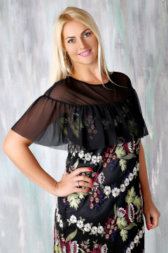 Черное платье с цветочной вышивкой и фатином Avila 0563 черный - фото 5