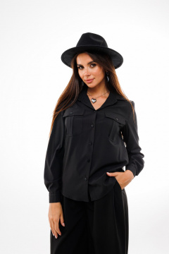 Блуза в деловом стиле из вискозы с накладными карманами Anelli 812 черный - фото 2