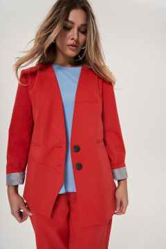 Ассиметричный жакет без воротника из текстиля GRATTO 7226 красный - фото 5