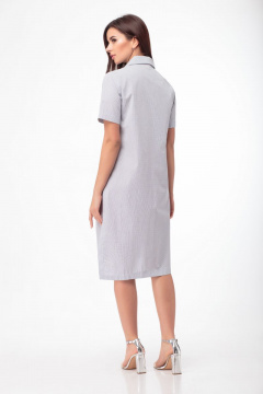 Платье-рубашка приталенное из хлопка с ассиметричным низом Anelli 725 клетка - фото 4