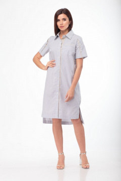 Платье-рубашка приталенное из хлопка с ассиметричным низом Anelli 725 клетка - фото 2