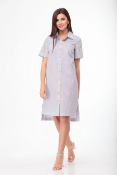 Платье-рубашка прямое из хлопка с карманами и ассиметричным низом Anelli 725 точка - фото 3