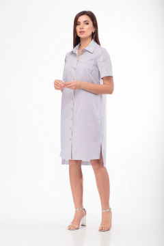 Платье-рубашка прямое из хлопка с карманами и ассиметричным низом Anelli 725 точка - фото 2