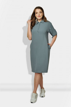 Летнее платье классического кроя с кокетками и застежкой Fortuna ШЖ 670 бирюза - фото 1