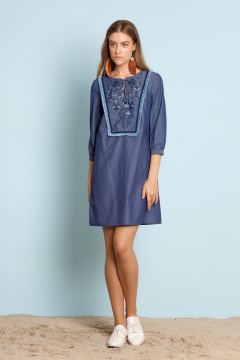 Летнее синее платье из текстиля для повседневных образов BURVIN 5466-81 - фото 1