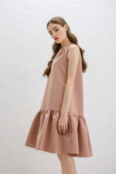 Платье бежевое нарядное летнее из текстиля BURVIN 6303-81 - фото 1