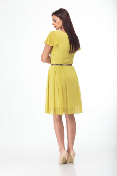 Платье полуприлегающего силуэта из текстиля с складками и ремешком Anelli 145 оливка - фото 3