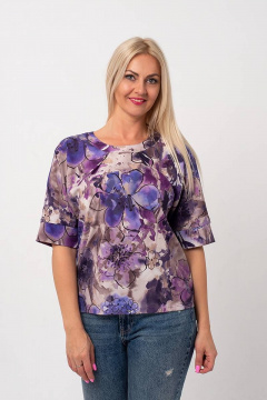 Блуза вискозная с рукавом летучая мышь для комфорта Avila 0327 фиолетовый - фото 2