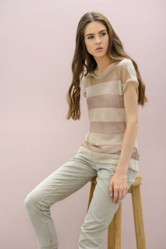 Розовая блуза из вискозы и трикотажа BURVIN 6262-51 - фото 1