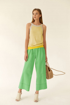 Брюки на каждый день из хлопка и текстиля, зеленые, лето BURVIN 6902-11 1 - фото 1