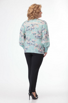Элегантная блуза из хлопка с кружевными вставками Anelli 827 бирюза - фото 4