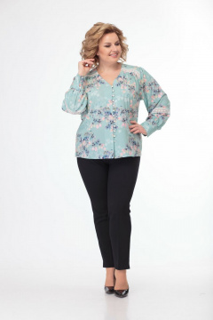 Элегантная блуза из хлопка с кружевными вставками Anelli 827 бирюза - фото 3