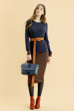 Юбка на каждый день из вискозы и трикотажа, оранжевая BURVIN 6459-21 - фото 1