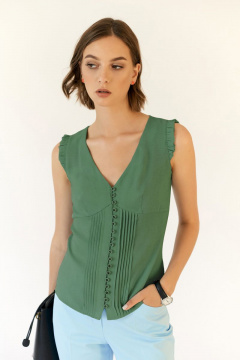 Блуза из текстиля в зеленом цвете и легком стиле BURVIN 6867-51 1 - фото 1
