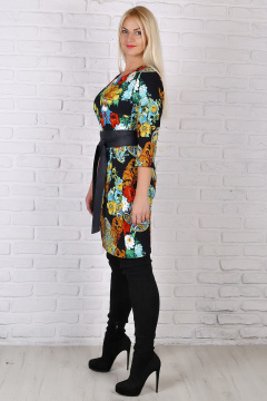 Платье с кушаком в стиле Dolce&Gabbana из трикотажа Avila 0587 черный - фото 2