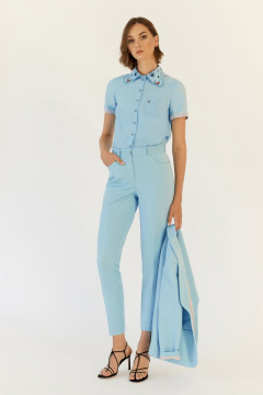 Легкая блуза из текстиля голубого цвета BURVIN 6728-51 - фото 1