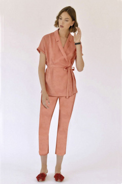 Брюки на каждый день из текстиля, розовые, лето BURVIN 6834-11 - фото 1