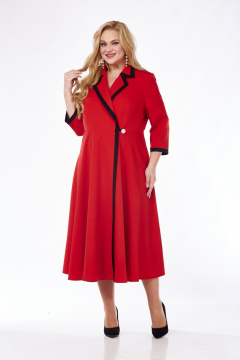 Стильное платье с лацканами, поясом и расширенным низом Pretty 5103 красный - фото 4