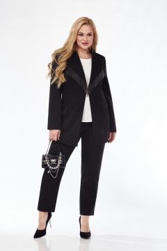 Жакет деловой из шерсти с шалевым воротником Pretty 5115 черный - фото 4