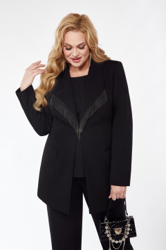 Жакет деловой из шерсти с шалевым воротником Pretty 5115 черный - фото 1