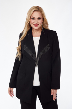 Тройка из белой и черной вискозы: жакет, брюки и блуза Pretty 5118 черный - фото 3