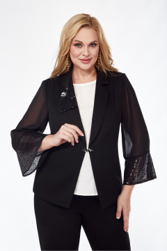 Жакет с пайетками и шифоновой отделкой, демисезон Pretty 5120 черный - фото 1