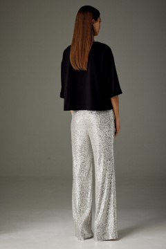 Нарядный комплект из пайеточного брюк и укороченного джемпера из трикотажа N.O.W. 1372-S - фото 2